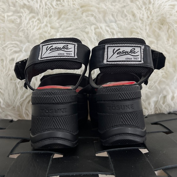 Y2K Black & Red Velcro & Straps Platform Sandals - Picture 4 of 7